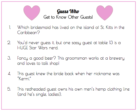 Wedding Guest Trivia Ice-Breaker