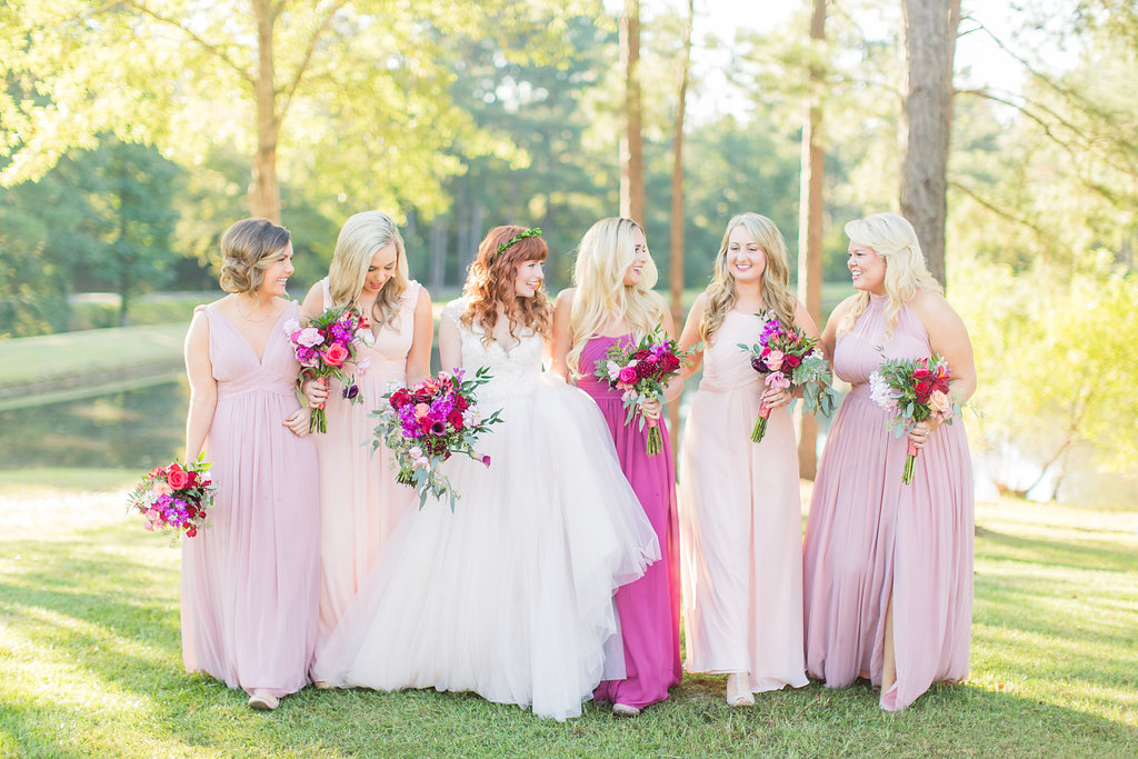 pink, bridesmaids, dresses, real, wedding, inspo, inspiration, girly, feminine, romantic