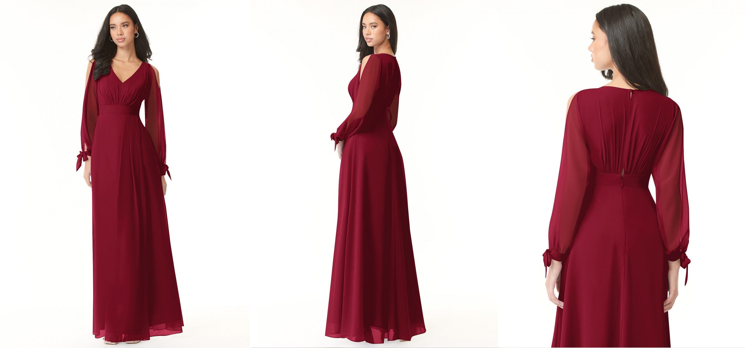 long sleeve burgundy bridesmaid dresses