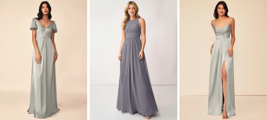 shadow and pebble bridesmaid dresses
