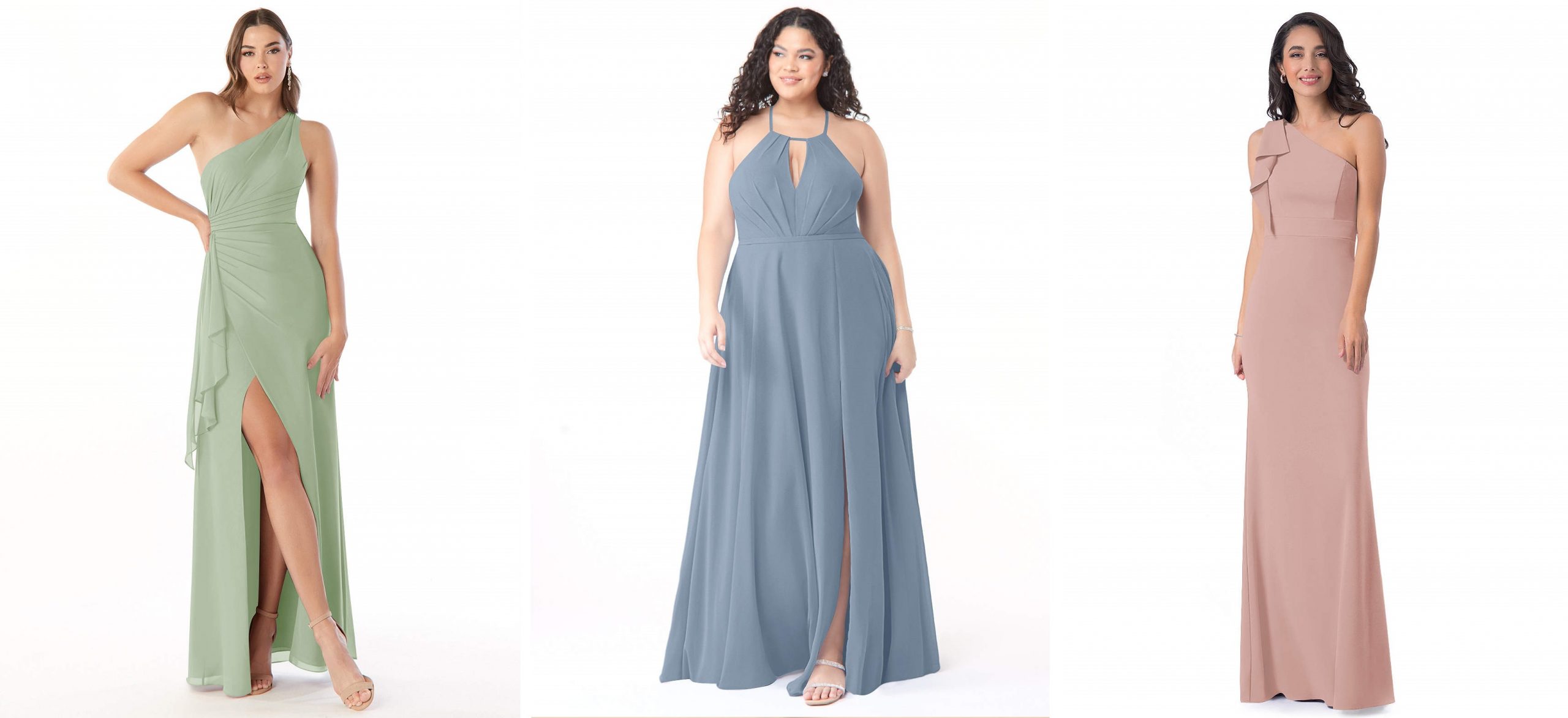 dusty sage, dusty blue, dusty rose bridesmaid dresses