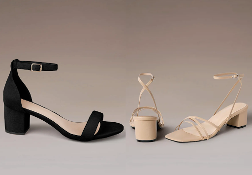 two pair of strappy block heels. 