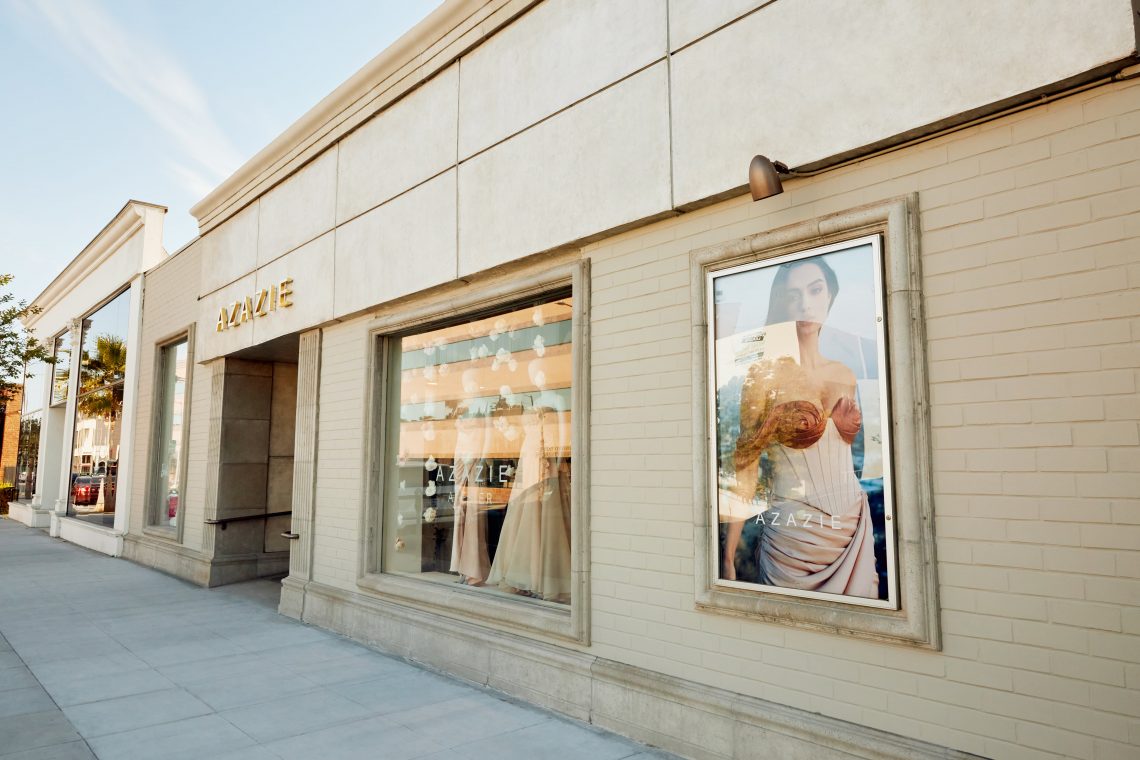 Outside view of the Azazie Studio Retail Space